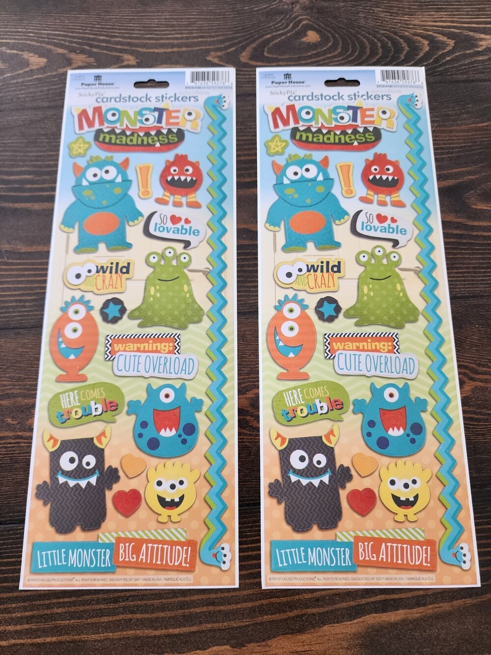 Paper House Cardstock Stickers Monster Madness 2 pcs NEW Retired Vintage #21